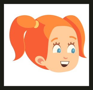 双马尾红发女孩笑脸图