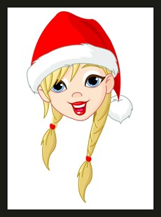 戴圣诞帽的双麻花辫女孩