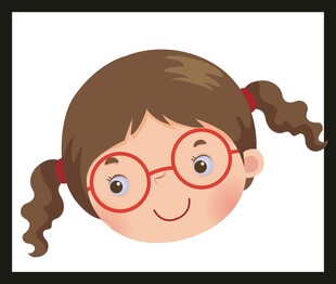 戴眼镜扎辫的可爱小女孩