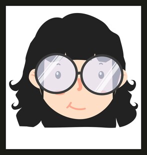 戴眼镜的卡通卷发女孩