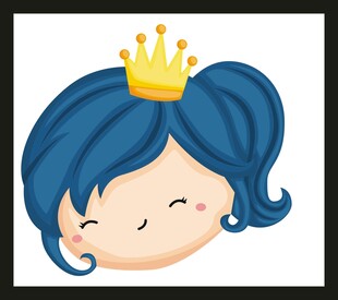 戴皇冠的蓝发卡通女孩