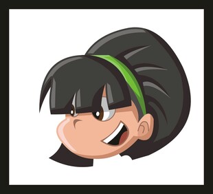 戴绿发箍的俏皮卡通女孩