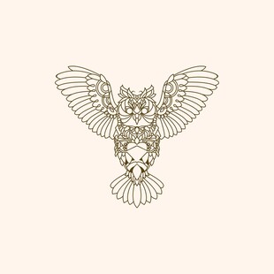展翅猫头鹰图案设计