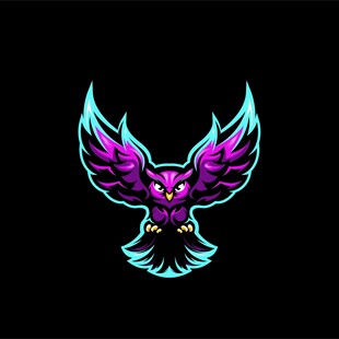 霓虹紫鹰标志设计