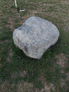 草地上的灰色大石头
