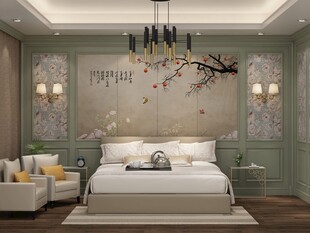 中式典雅卧室室内装饰图