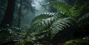 神秘森林中的蕨类植物