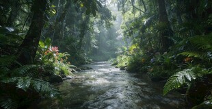 雨林中的潺潺溪流