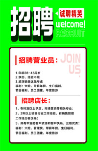 绿色背景招聘信息海报