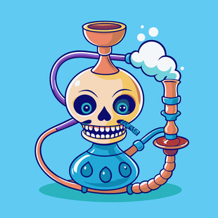 骷髅造型水烟壶插画