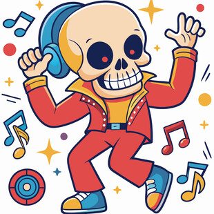 骷髅欢快跳舞音乐元素