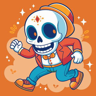 奔跑的骷髅卡通形象