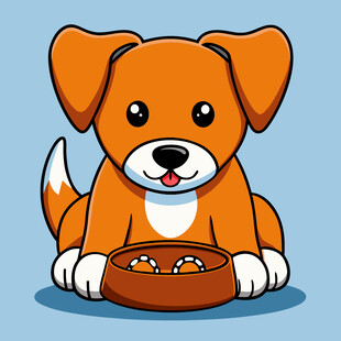 可爱小狗进食图