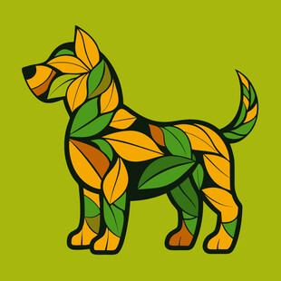 树叶构成的创意狗狗形象