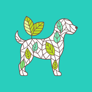 树叶拼贴小狗图案