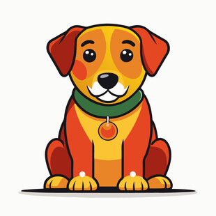 可爱坐姿小狗卡通形象