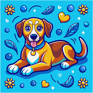 可爱躺卧小狗插画