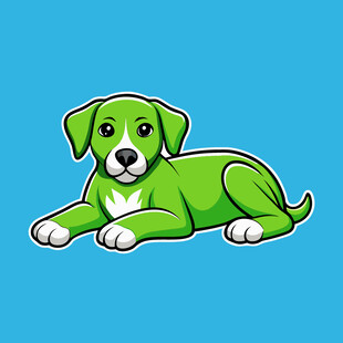 绿色小狗卡通形象