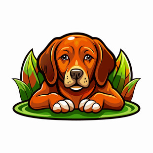 趴着的可爱棕色小狗