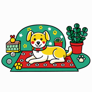 可爱小狗惬意躺卧场景