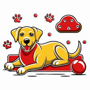 趴着的可爱黄色拉布拉多犬