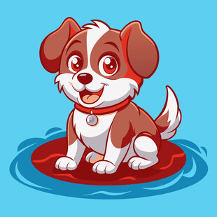 漂浮在水上的可爱小狗