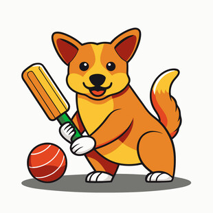 打板球的可爱小狗