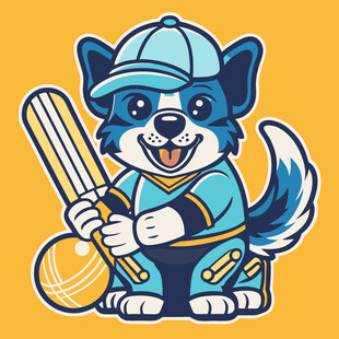 卡通小狗棒球运动员形象