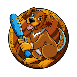 持棒球棒的可爱狗狗