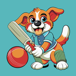 小狗打板球的可爱瞬间