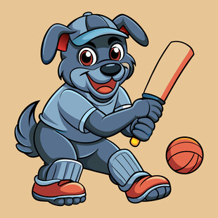 狗狗扮球员准备击球