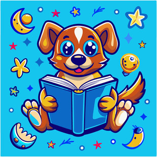 小狗夜读梦星空