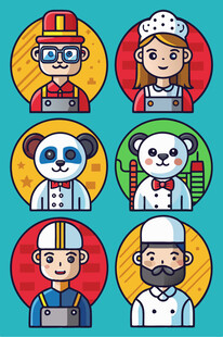 多样职业卡通人物形象