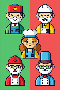 多样职业卡通人物形象