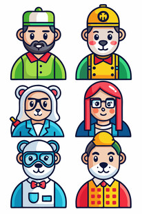 多样职业人物头像集合