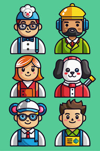 多样职业卡通人物形象
