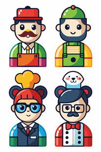 多彩厨师卡通形象集合