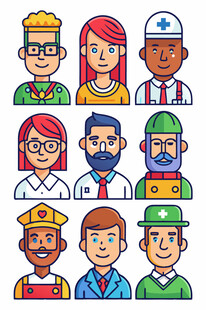 多样职业人物头像集合