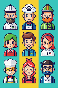 多样职业人物头像集合