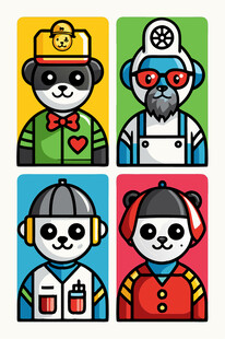 卡通熊猫角色职业形象