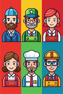 多样职业人物插画