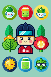 卡通环保小卫士与图标