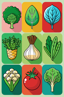 多彩蔬菜图标集合