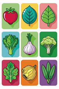 多彩蔬菜图标集合