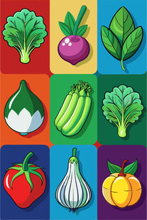 多彩蔬菜图标集合