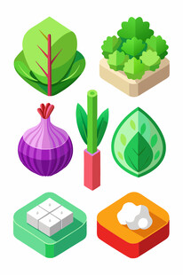 多样蔬菜立体图标展示