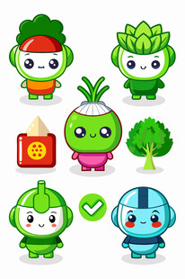 可爱蔬菜卡通形象集合