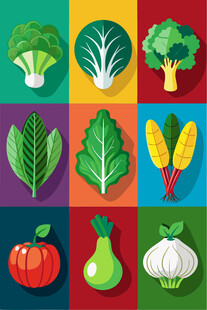 多彩蔬菜图标集合