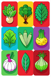 多彩蔬菜图标集合