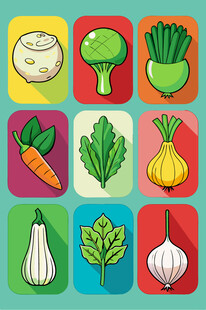 多彩蔬菜图标集